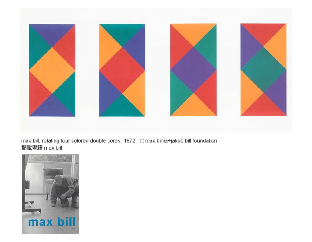 rotating four colored double cores. /max bill, 1972